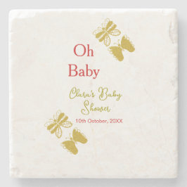 Posavasos De Piedra Ducha roja de bebé de mariposa dorada oh bebé mode