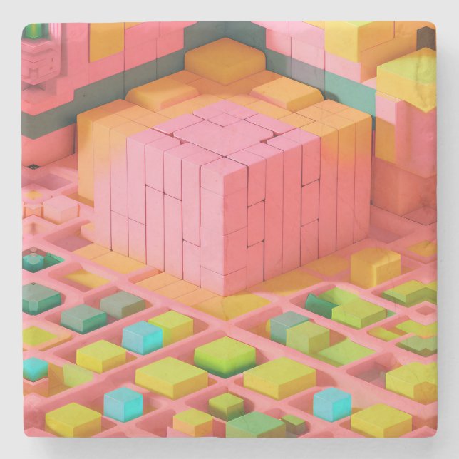 Posavasos De Piedra Dulce de colores vivos (Anverso)