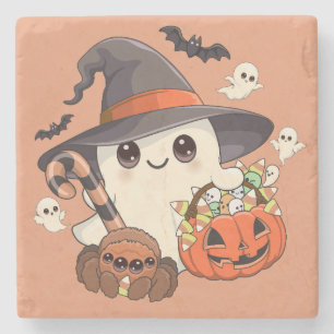 Posavasos De Piedra Dulce Fantasma de Halloween en Estilo Kawaii