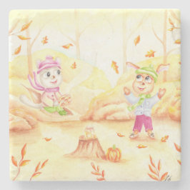 Posavasos De Piedra Dulce paseo otoñal por el bosque