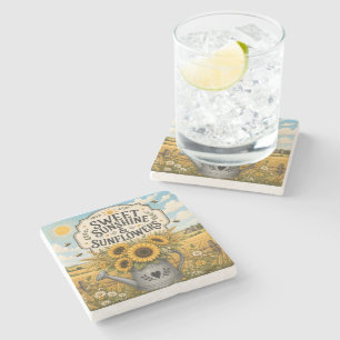 Posavasos De Piedra Dulce Sol & Girasoles
