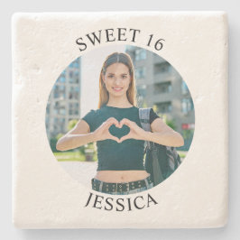 Posavasos De Piedra Dulces 16 Cumpleaños Circle Foto Minimalista Moder