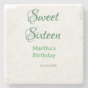 Posavasos De Piedra Dulces dieciséis nombre fecha caligrafía boho ret