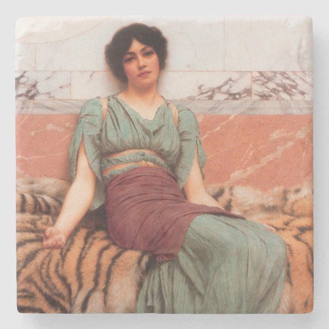 Posavasos De Piedra Dulces sueños (bella mujer romana en piel de tigre (Anverso)