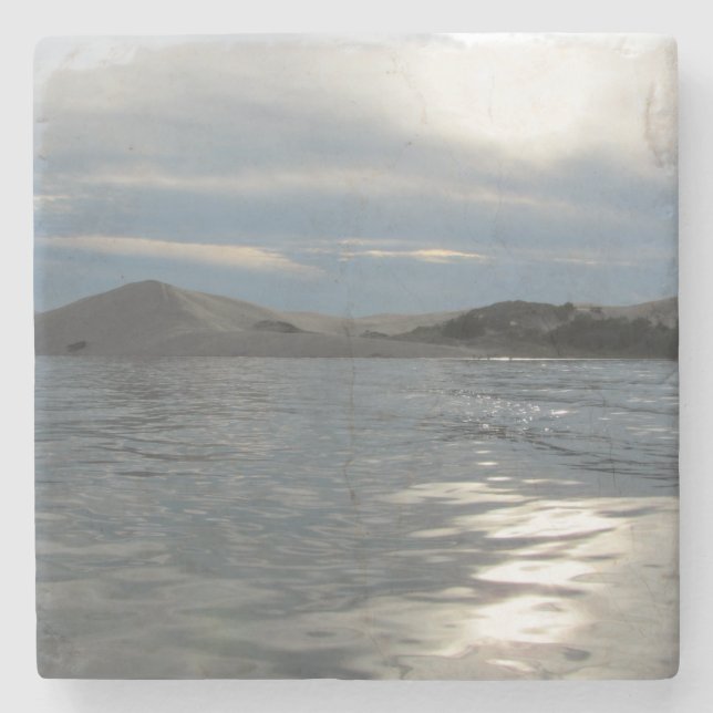 Posavasos De Piedra Dunas de arena plateada en el lago (Anverso)