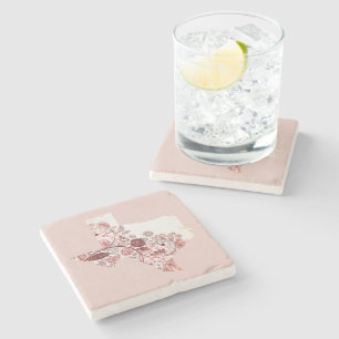 Posavasos De Piedra Dusky Pink Floral Texas