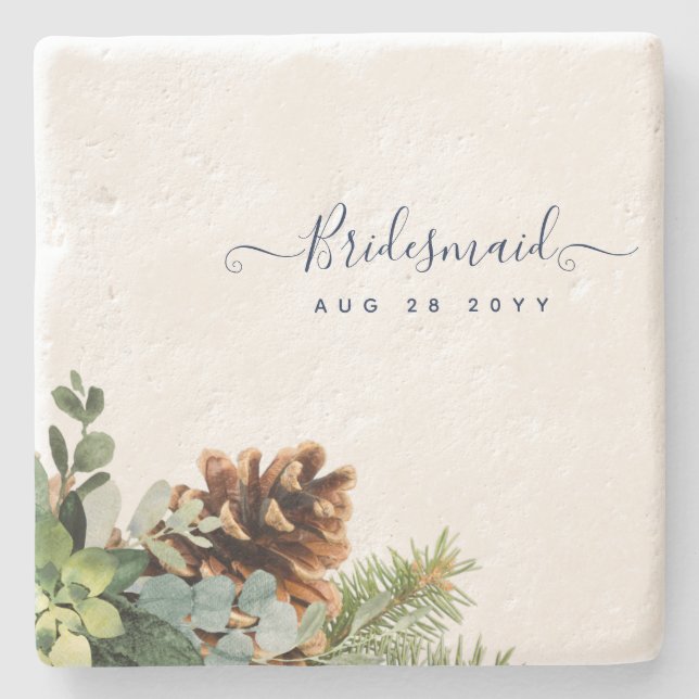 Posavasos De Piedra Dusty Blue Boda Eucalyptus Green Budget (Anverso)