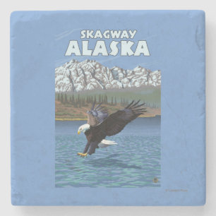 Posavasos De Piedra Eagle calvo que se zambulle - Skagway, Alaska
