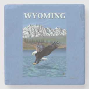 Posavasos De Piedra Eagle calvo que se zambulle - Wyoming