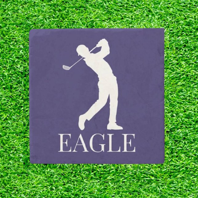 Posavasos De Piedra EAGLE de Golf de la Marina Azul (Tee Up the Fun!)
