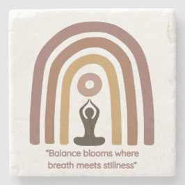 Posavasos De Piedra Earth-Toned Mindfulness Rainbow Yoga Design