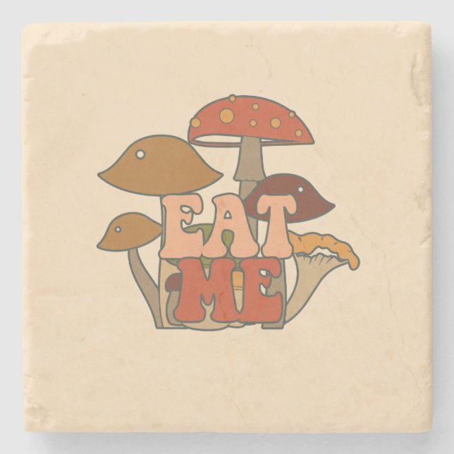Posavasos De Piedra "Eat Me" - Diseño caprichoso (Anverso)
