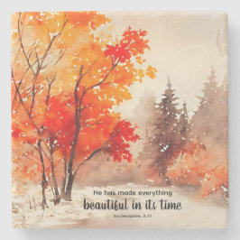 Posavasos De Piedra Ecclesiastes 3:11 Biblia Verse Fall Watercolor