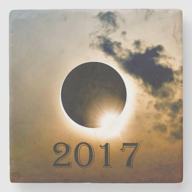 Posavasos De Piedra Eclipse solar 2017, prácticos de costa de mármol (Anverso)