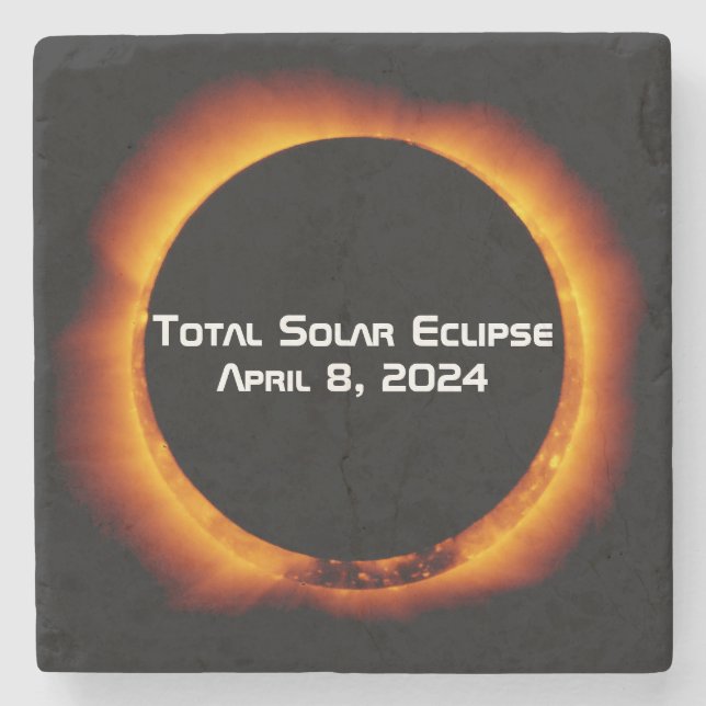 Posavasos De Piedra Eclipse solar total de 2024 (Anverso)