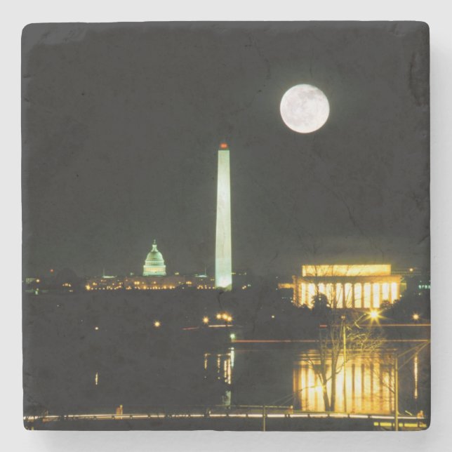 Posavasos De Piedra Edificio del capitolio, el Lincoln memorial, (Anverso)
