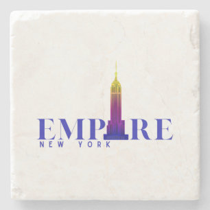 Posavasos De Piedra Edificio Empire State-Nueva York-Azul Vibrante-