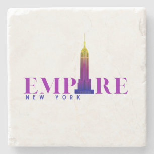 Posavasos De Piedra Edificio Empire State-Nueva York-Púrpura Vibrante-