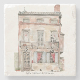 Posavasos De Piedra Edificio Histórico Acuarela de Nueva Orleans