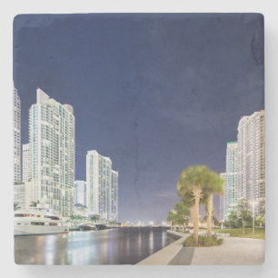 Posavasos De Piedra Edificios a lo largo del río Riverwalk de Miami