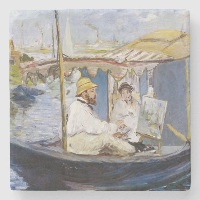 Posavasos De Piedra Edouard Manet - Monet en su Studio Boat (Anverso)