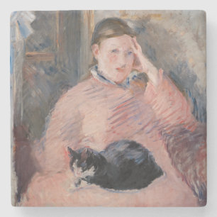 Posavasos De Piedra Edouard Manet - Mujer con un gato