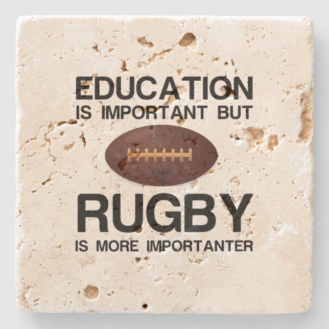 Posavasos De Piedra Educación y rugby (Anverso)