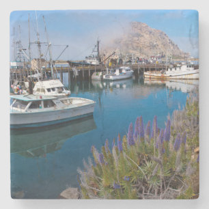 Posavasos De Piedra EE.UU., California. Barcos atracados En Morro Bay