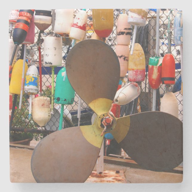 Posavasos De Piedra EE.UU., Massachusetts. Hélice Y Flotadores (Anverso)