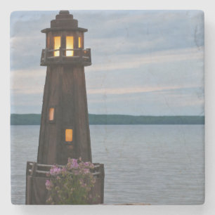 Posavasos De Piedra EE. UU., Michigan. Decoración de jardín Faro