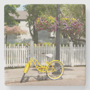 Posavasos De Piedra EE. UU., Michigan, Isla Mackinac. Bicicleta amaril
