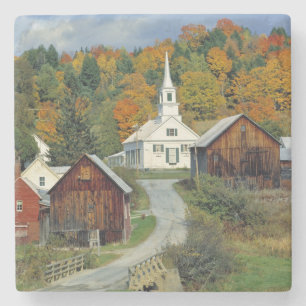 Posavasos De Piedra EE. UU., Vermont, río Waits. El follaje de otoño a