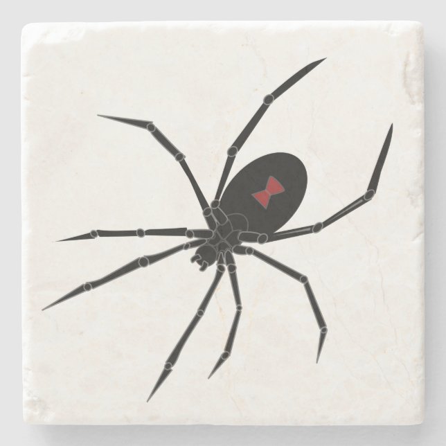 Posavasos De Piedra Eerie Black Widder Spider (Anverso)