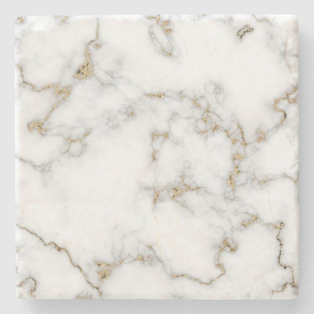 Posavasos De Piedra Efecto mármol oro y blanco (Anverso)