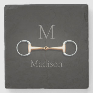 Posavasos De Piedra Eggbutt Snaffle Bit Monogramado Ecuestre