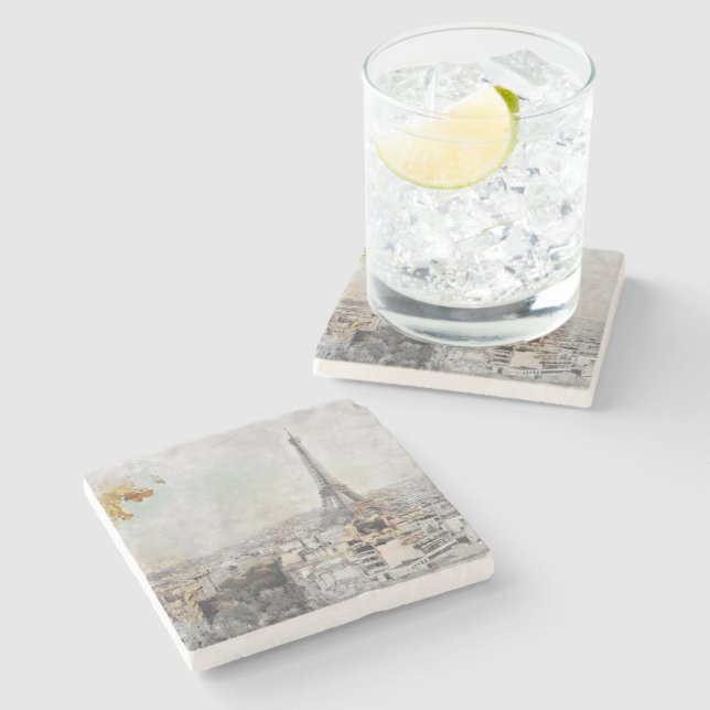 Posavasos De Piedra Eiffel Tower. Paris, France  (Lateral)