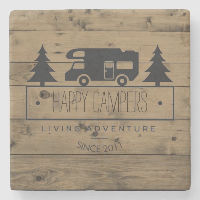 Posavasos De Piedra El acampar rústico de madera rv del retiro el | de (Anverso)