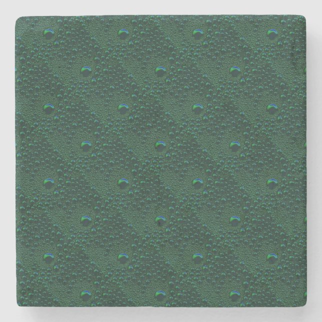 Posavasos De Piedra El agua cae sobre el Metalizado verde (Anverso)