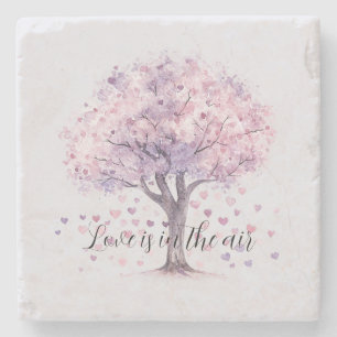 Posavasos De Piedra El amor está en el aire Corazones Purpura Árbol