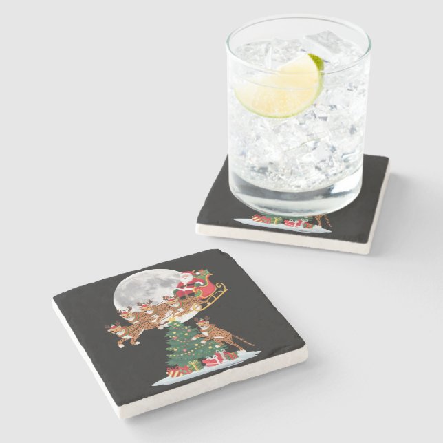 Posavasos De Piedra El árbol de navidad ilumina el divertido chita de  (Lateral)