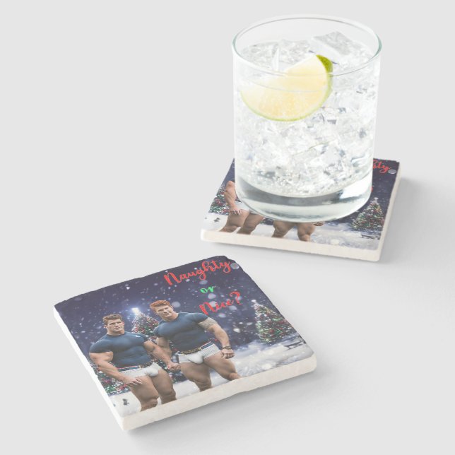 Posavasos De Piedra El árbol de Navidades de SlipperyJoe con cubierta  (Lateral)