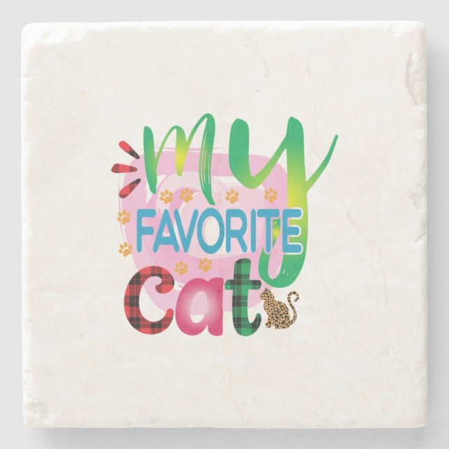 Posavasos De Piedra El arte del gato es mi gato favorito (Anverso)