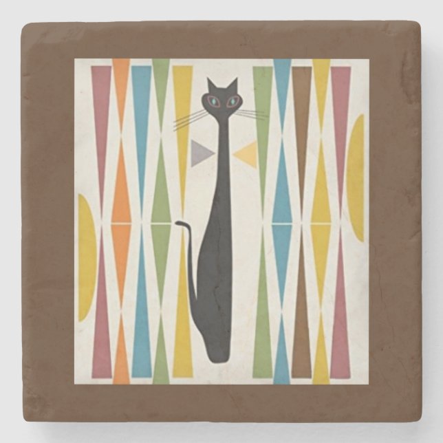 Posavasos De Piedra El Asentador de Piedras para Gatos Sofisticados (Anverso)