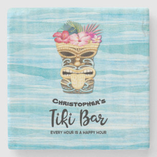Posavasos De Piedra El Beach Retro Tiki Bar Monogramado