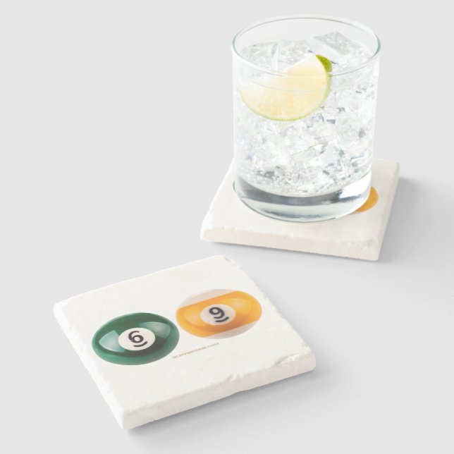 Posavasos De Piedra El billar duro 69 de SlipperyJoe con una bola de b (Lateral)