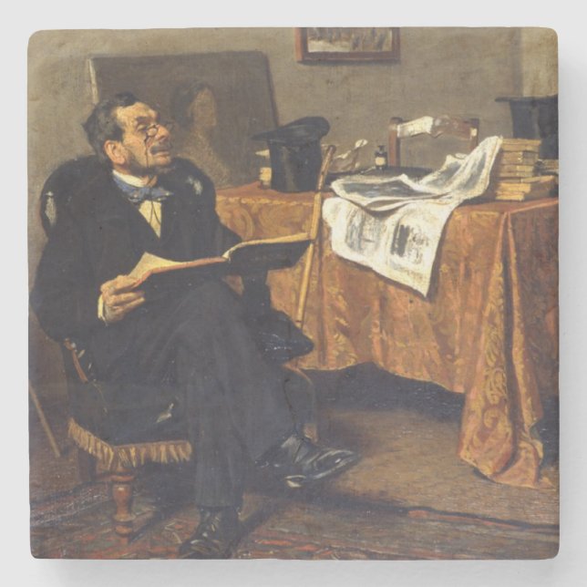 Posavasos De Piedra El Caballero Refinado, Amante del Arte (Anverso)