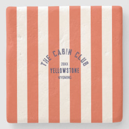 Posavasos De Piedra El Cabin Club Personalizado Escudo Red Park Stripe