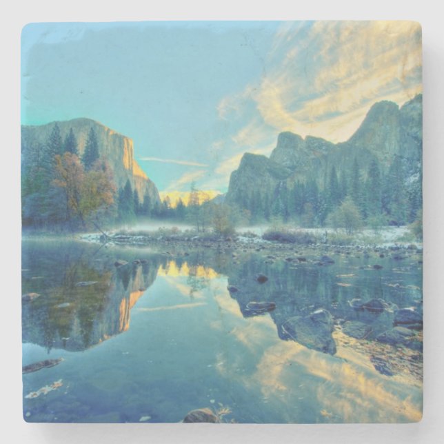 Posavasos De Piedra EL Capitan y reflexión de tres hermanos (Anverso)