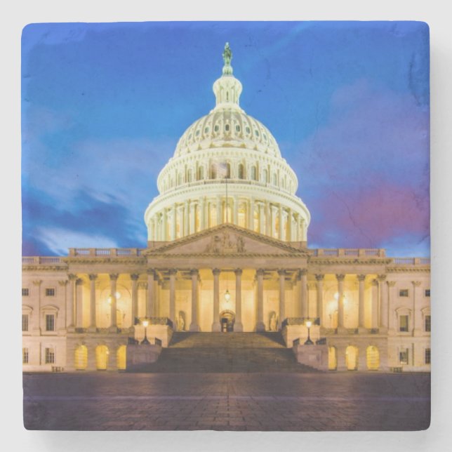 Posavasos De Piedra El capitolio de Estados Unidos en la hora azul (Anverso)