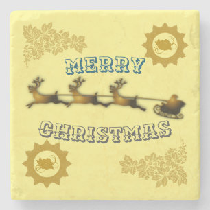 Posavasos De Piedra El cielo de oro Papá Noel Feliz Navidad